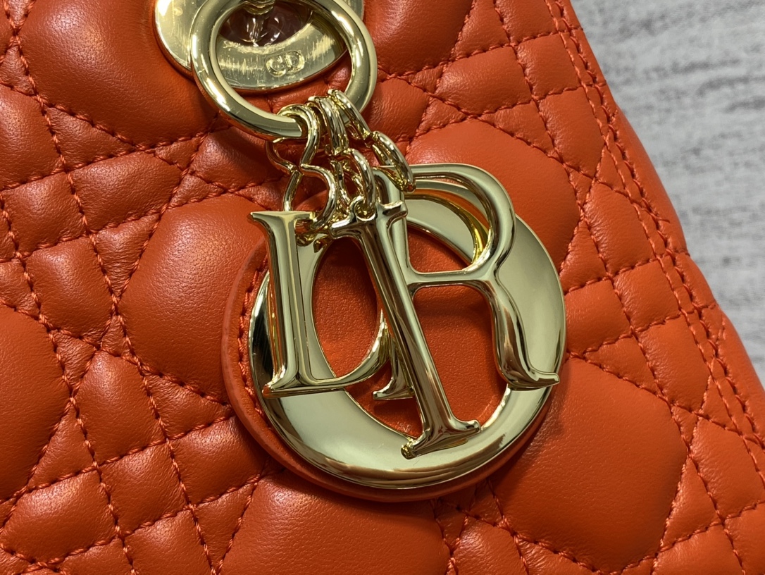 Medium Lady Dior Bag Orange Cannage Lambskin